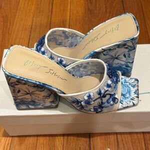 Betsey Johnson Blue Floral Platform Shoes